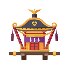 Showcases a vibrant mikoshi, perfect for cultural designs, japanese festivals, travel brochures, tourism websites, and educational materials on shinto traditions.