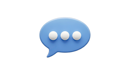 3D Blue Speech Bubble with Dots on White Background