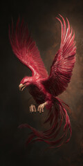 Obraz premium Hyper-realistic animation majestic phoenix with spread wings dramatic fantasy illustration