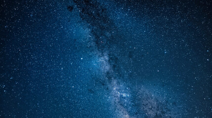 Starry milky way with deep blue night sky