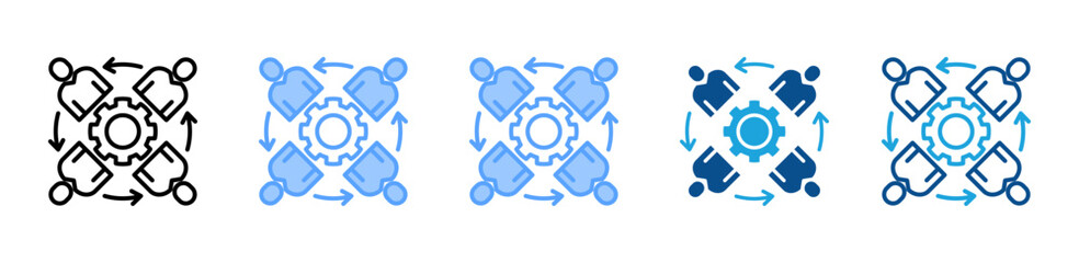Obraz premium Team Synergy icon set multiple style collection