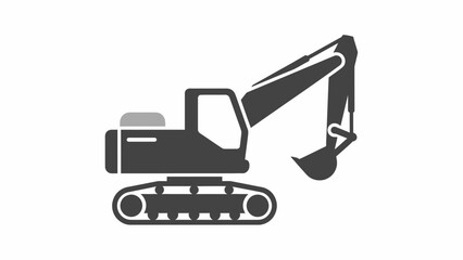 Excavator heavy machinery construction vehicle icon.