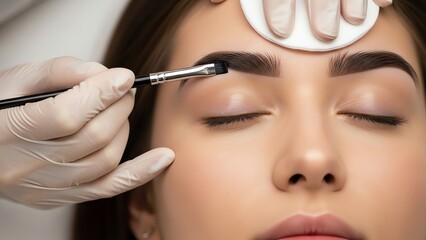 Eyebrow shaping with makeup brush