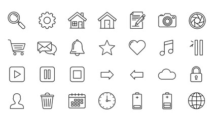 Outline Web and UI Icons Set for Digital Design.