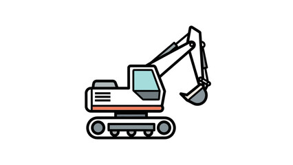 Simple cartoon illustration of an excavator for construction and heavy machinery concepts.