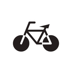 Simple black bicycle icon on white background representing cycling.