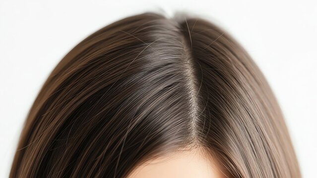 Hair parting with visible gray roots