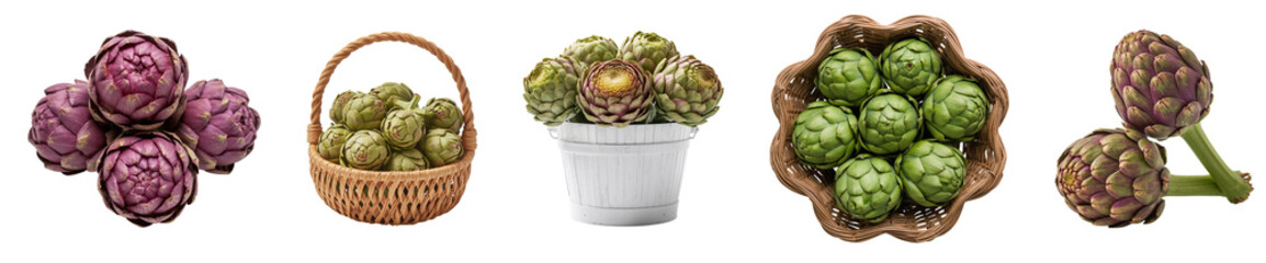 Fototapeta premium Fresh artichoke isolated on a transparent background