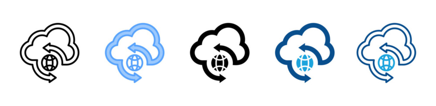 Cloud Sync icon set multiple style collection