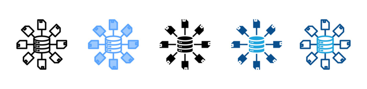 Thousand Data Cluster icon set multiple style collection