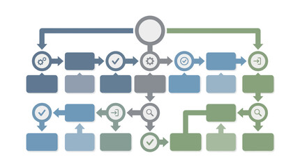 Business process workflow diagram with colorful flowchart