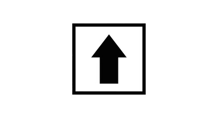 Black Up Arrow in White Square Icon Symbol.