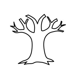 Rounded Bare Tree Outline in Minimal Style for Nature Design