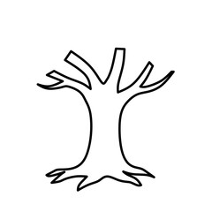Bare Tree Outline in Hand Drawn Style for Winter Art