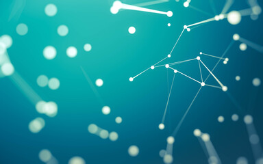 Abstract background. Molecules technology with polygonal shapes, connecting dots and lines. Connection structure. Big data visualization.