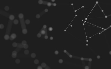 Abstract background. Molecules technology with polygonal shapes, connecting dots and lines. Connection structure. Big data visualization.