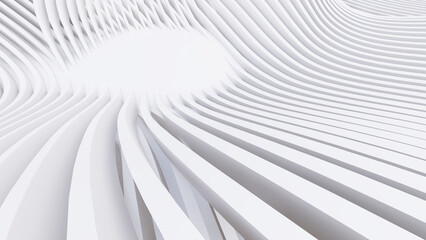 Abstract Curved Shapes. White Circular Background.