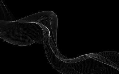 Dark abstract background with a glowing abstract waves