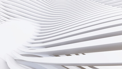 Abstract Curved Shapes. White Circular Background.