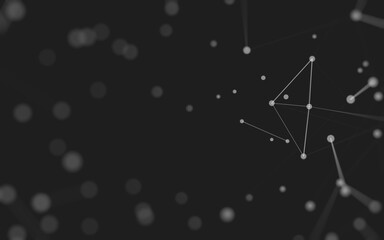 Abstract background. Molecules technology with polygonal shapes, connecting dots and lines. Connection structure. Big data visualization.