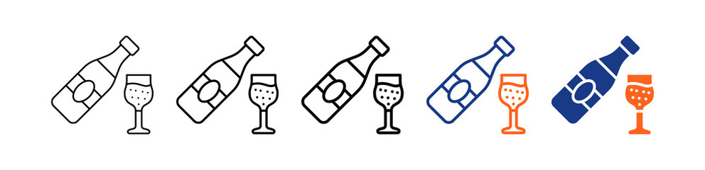 Champagne Different Set Vector Icon