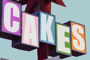 Retro vintage cakes sign