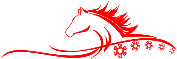 Chinese new year fire horse line art Illustration background