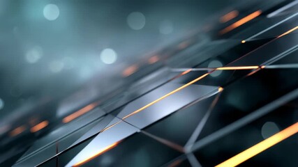 Dynamic 3D illustration transparent polygonal glass panels illuminated by ambient blue, orange lighting. Perfect for technology, innovation, digital transformation visualizations in creative - Powered by Adobe