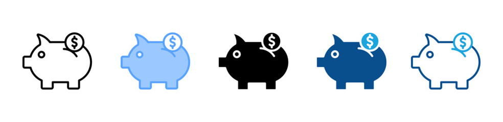 Obraz premium Piggy Bank icon set multiple style collection