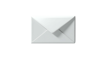 A clean, 3D-rendered white envelope isolated on a stark black background