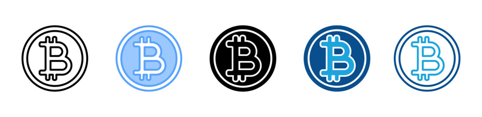 Obraz premium Bitcoin icon set multiple style collection