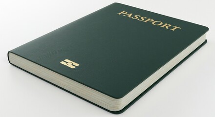 Green Passport Book Isolated on White Background.