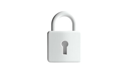 Naklejka premium Simple 3D white padlock floating in space, with keyhole and rounded handle, black background