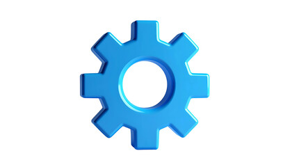 Fototapeta premium A shiny, blue, 3D gear rendered against a stark black backdrop