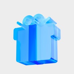 3D Glass Gift Box icon, Reward surprise celebration marketing concept. Liquid Glass design icon, trending glass icon for graphic design, UI UX interfaces, 3d illustration.
