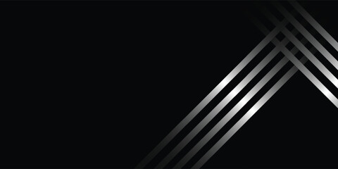 Sleek black background with intersecting silver diagonal lines creating a modern abstract geometric pattern.