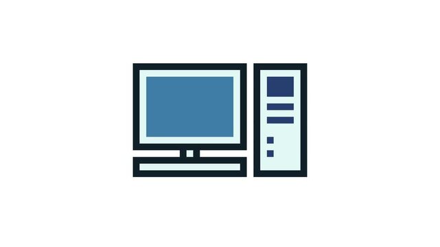 8-bit pixel art retro desktop pc. looped animation 4k 30fps