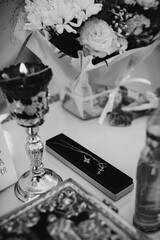 Church baptism objects and sacred christian symbols