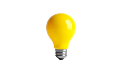 A bright yellow lightbulb on a black background, suggesting illumination