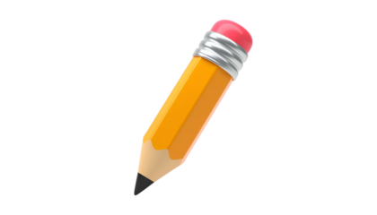 3D rendered yellow pencil with a pink eraser, on black backdrop