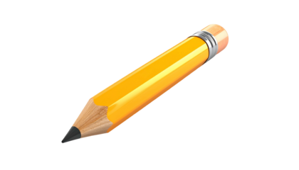 A realistic yellow pencil with a graphite tip and eraser is isolated on a black background