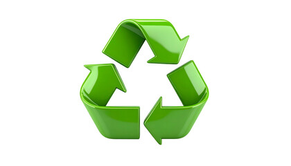 Obraz premium A glossy, three-arrowed symbol of recycling rendered in vibrant green against black