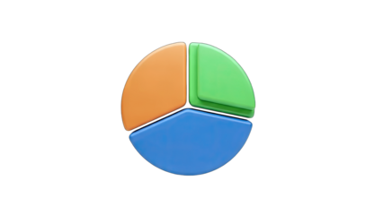 3D Pie Chart Illustrating Data Analysis on White Background