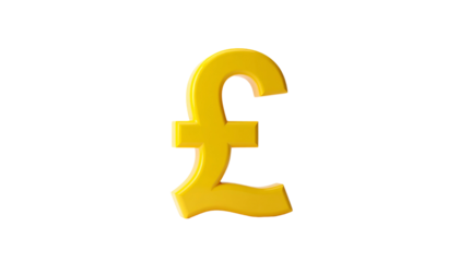 3D rendered yellow pound sign with a slight shadow on a solid black background