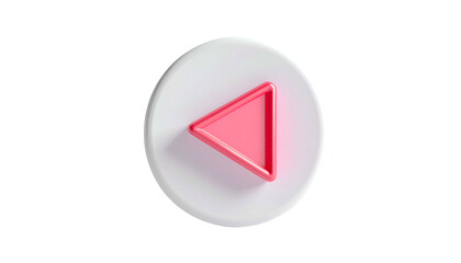 A 3D rendered button featuring a pink arrow pointing left, centered on a white circle