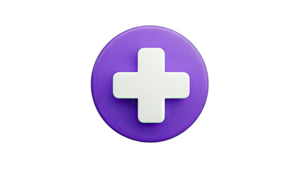 Obraz premium 3D Plus Sign on Purple Circle - Healthcare Icon