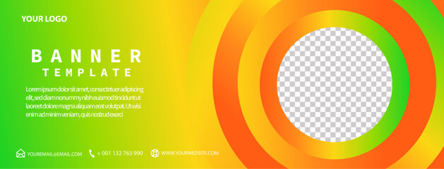 Abstract Gradient Background Banner Template in Green Yellow Orange