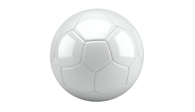 A glossy, all-white soccer ball floats against a black background - Powered by Adobe