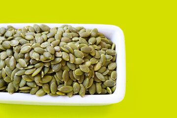 Delicious peeled green pumpkin seeds