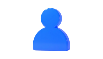 A glossy blue silhouette of a person on a black background